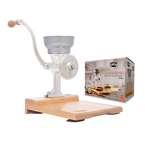 Corona Cast Iron Grain Mill Wooden Table