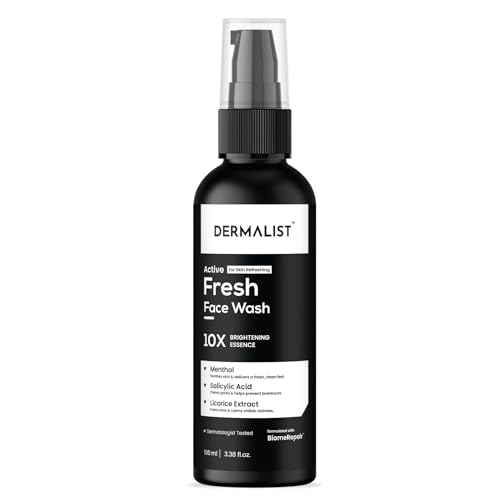 Image of Dermalist Active Fresh Face Wash with Menthol, Salicylic Acid & Licorice | 10X Brightening | Oil Control, Acne & Pore Cleanser | For All Skin Types | 100ml