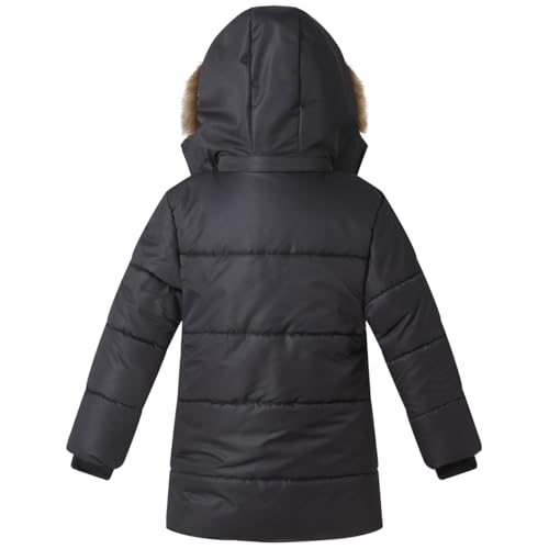 Boy Winter Fleece Coat Puffer Jacket with Faux Fur Hood Long Outwear Kid Clothes2