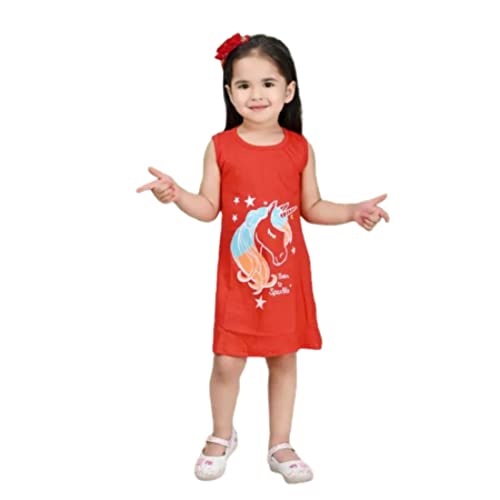 Image of Kids Girls Sleeveless Cute Fancy Horse Frocks Dresses