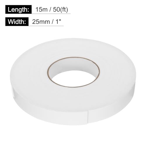 Image of uxcell 2pcs Rolls Double Sided Foam Tape Removeable PE Sponge Mounting Tape Strong Adhesive Tape Strips(White, 50ft x 1 inch x 1 /16 inch) for Home Paint Wall Hanging Poster Decor