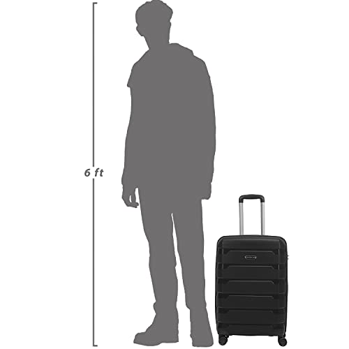 Image of Aristocrat Polypropylene (Pp) Porto 55 CM Black Polypropylene Harsided Hard Cabin Luggage 8W Strolley 8 Spinner Wheels Trolley Bag, Small