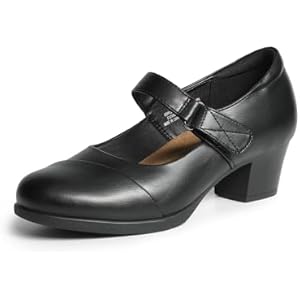DREAM PAIRS Women's Chunky Low Block Closed Toe Heels Mary Janes Pumps Comfortable Round Toe Dress Work Wedding Shoes 8 Black