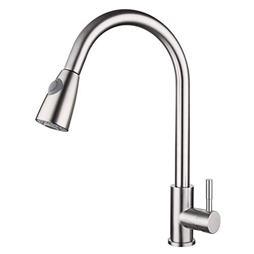 Grifo de cocina mezclador de cocina extraíble con ducha mezclador giratorio de cocina grifo mezclador de 360 ° mezclador monomando mezclador de fregadero de acero inoxidable