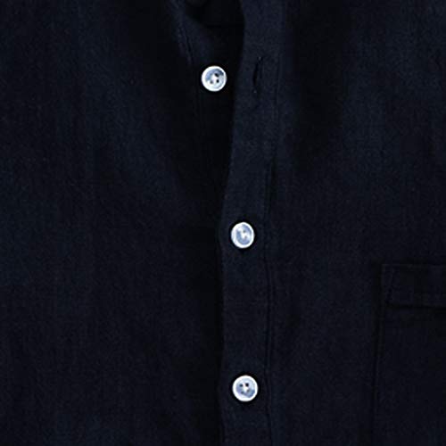 Blusa longa de manga com botão camisas masculinas vintage cor linho retrô camisas masculinas camiset