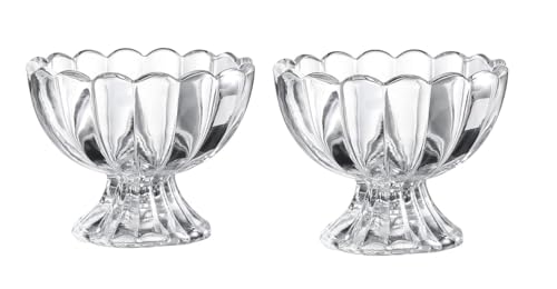 Image of Glassbunny Crystal Dessert Bowls Set Clear Borosilicate Glass, Elegant Textured Glass Bowls for Sundae, Sweets & Pudding, Food-Safe & Scratch-Resistant - Perfect for Gifting 120ML Pack of 2