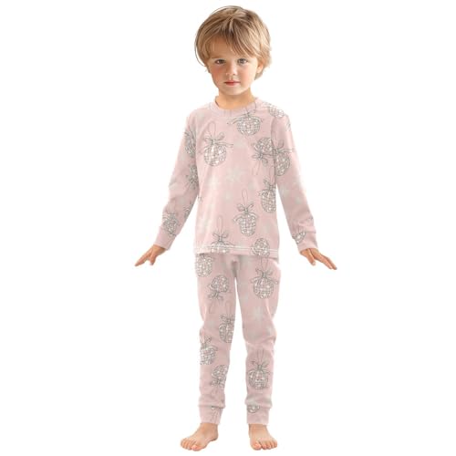 Pajama Sets Long Sleeve Christmas Balls Snowflakes Soft Comfy Sleepwear 2 Piece PJS 3-8T2