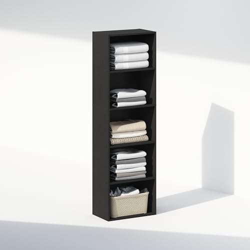 Image of Furinno Reed Closet Organizers and Storage, 5-Tier Closet Organizer, Open Shelf Closet Storage, for Wardrobe, Bedroom, Living Room, Blackwood