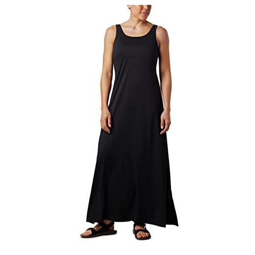 Columbia Women's Freezer Maxi Dress, UV Sun Protection, Moisture Wicking Fabric Black