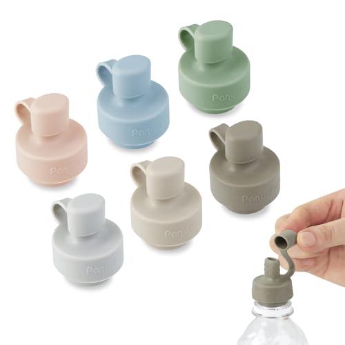 Image of PandaEar 6 Pack Updated Silicone Water Bottle Cap, Baby No Spill Bottles Top Spout Adapter for Toddlers Kids, BPA Free & Leak-Proof -Multicolor