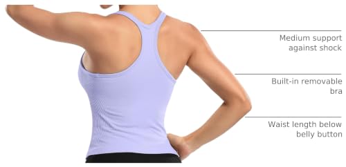 Image of ATTRACO Ribflex Ribbed Workout Crop Tops with Built in Bra for Women Yoga Racerback Tank Top Slim Fit