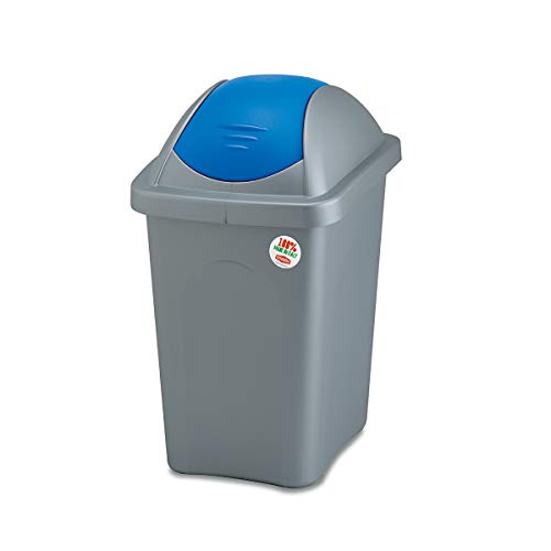 Stefanplast 70166, Contenedor con tapa basculante, azul / plata, 30 litros
