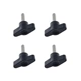 RLECS 4PCS 304 Stainless Steel Z Type Handle M6 Thumb Screw Plastic Head Mechanical Handle Bolt T-Shaped Wing Adjustable Knob Thumb Screw Thread Length: 20mm/0.75inch (Black)