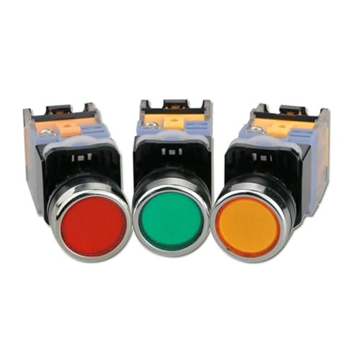 Interruptor LA38-11Ds con bloqueo de 22mm y luz LED roja de 12V 4