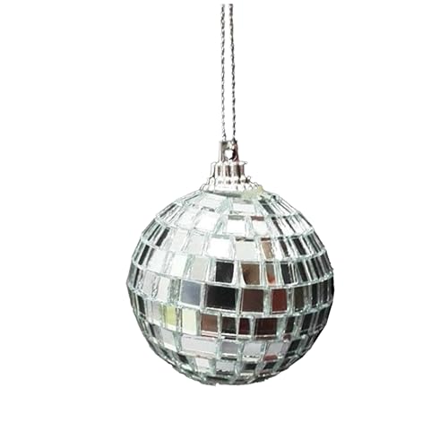 1 unidad de bola espejada plateada para discoteca, decoración colgante para fiestas, bodas, árboles de Navidad y festivales de baile miniatura 2