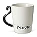 Cute Cat Mug for Coffee or Tea: Ceramic Cup for Cat Lovers with Black and White Kitty and Tail Shaped Handle - Unique 11 Oz Accessories Mugs Make Best Presents for Pet Mom or Dad, Coworker and More