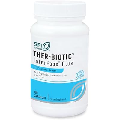 SFI Health Klaire Labs Ther-Biotic Interfase Plus - Anti Biofilm Enzymes With EDTA To Support Gut Flora, Toxin Cleanse & Full Body Detox - Promote Biofilm Matrix Disruption 120 Capsules