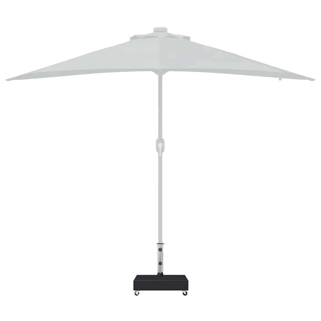 Supporto per ombrellone nero, 45 x 25 x 8 cm, in granito, con tubo in acciaio inox, 25 kg, ruote, adattatori per aste da 38 a 48 mm, per balcone, terrazzo, giardino