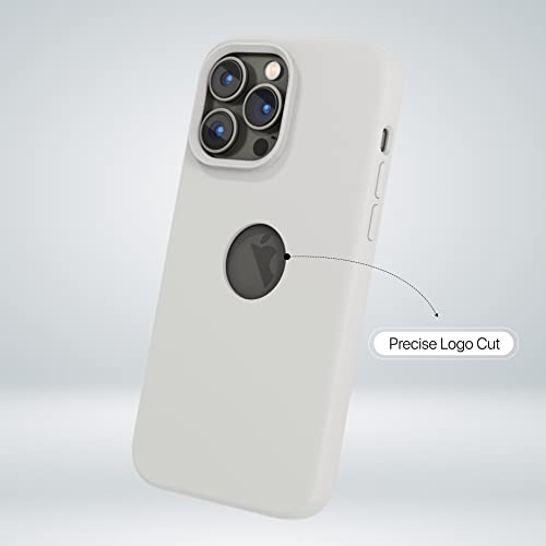 Image of Vaku Luxos Liquid Silicon Logo-Cut for iPhone 14 Pro Case Cover, Soft TPU, Shockproof, Scratch Resistant, 6 Feet Drop Protection, Compatible with iPhone 14 Pro Back Cover - Stone