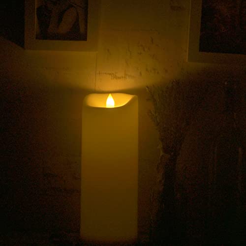 Image of Waterproof Outdoor Battery Operated Flameless Tall Pillar Candle with Timer Large White Plastic Realistic Flickering Fake Electric LED Light for Lantern Wedding Christmas Decorations D4 inchxH10 inch