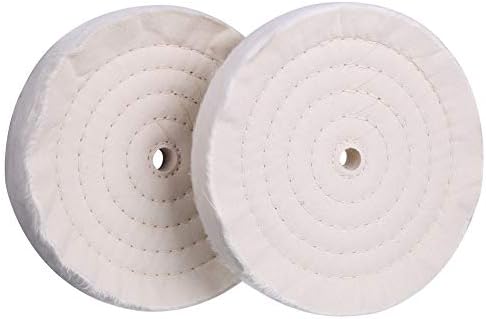SCOTTCHEN Buffing Polishing Wheel 8" x 5/8" Arbor x 70Ply White Fine Cotton for Bench Grinder - 2 PCS