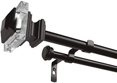 Exclusive Home Prism Double Curtain Rod and Finial Set, Matte Bronze, 66"-120"