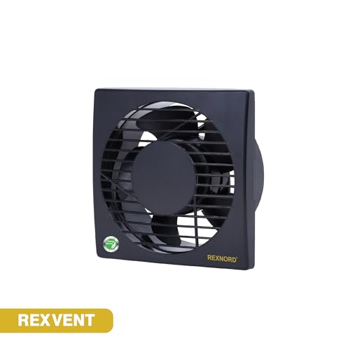 Image of REXNORD REXVENT 150mm(6 Inches) ABS Plastic Body, 8 Watts BLDC Exhaust fans for Bathroom, Kitchen & office, Compact, Moisture Protection, Highspeed, Silent Operations, 100% Copper Winding | Black