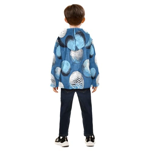 Golf Balls Pattern Print Toddler Fleece Jacket Girl Boys Hooded Fleece Jacket Coat Warm Outwear Zip-up 3-10T4