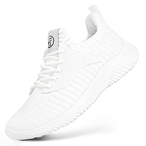 Image of Flysocks Slip On Sneakers for Women-Non Slip Gym Sports Shoes Lightweight Comfortable Walking Tennis Shoes, F- White, 6