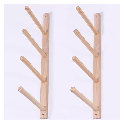 Soporte de pared para esterilla de yoga, estante de almacenamiento de madera de 4 niveles para alfombrillas de ejercicio y rodillos de espuma, equipo de gimnasio de garaje, diseño anticaída para