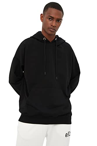 Sweat à capuche surdimensionné homme noir maillot de survêtement ample coton