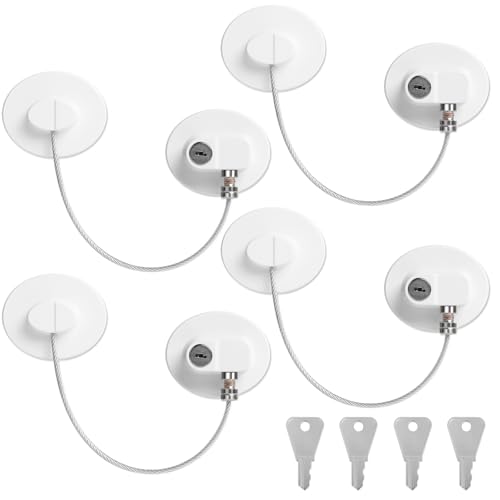 Romon Blocca Cassetti Per Bambini 4 Pezzi, Chiusure Sicurezza Bambini Con 8 Chiavi Per Porte, Finestre E Frigoriferi, Cassetti, Lavatrici, Armadi, Attenzione Alla Sicurezza Dei Bambini