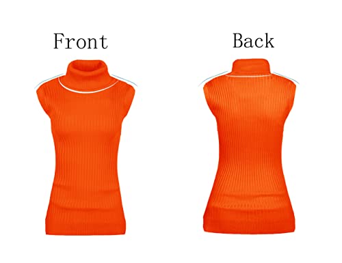 Image of v28 Women Sleeveless High Neck Turtleneck Stretchable Knit Sweater Top