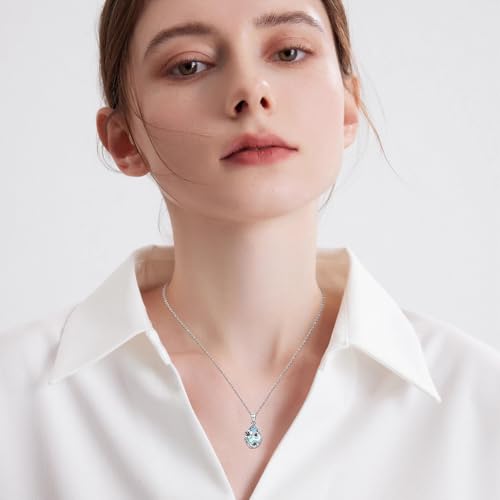 JUSTKIDSTOY Moonstone Necklace 925 Sterling Silver Teardrop Pendant Necklace Jewelry Gifts for Women Girls4