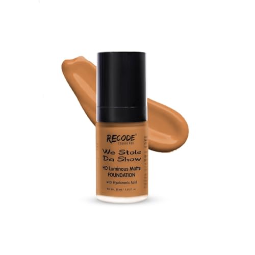 Image of Recode HD Luminous Matte Foundation Shade 08 Hodu|Water Resistant|Infused With Hyaluronic & Vitamin E & B3|Lightweight|Non Creasy Formula 30 ML