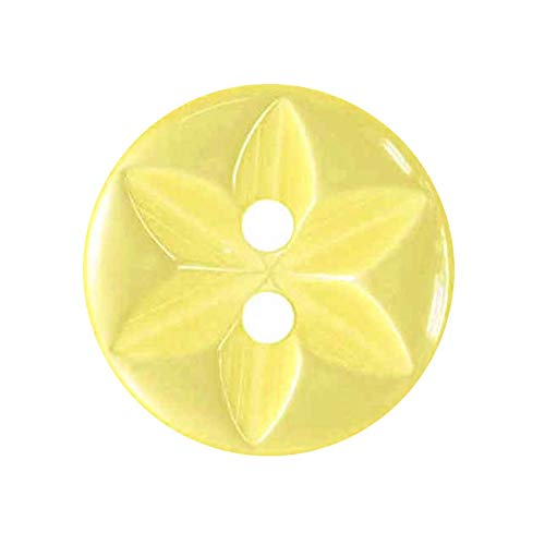 Floral Star Pearlescent 2 Hole Buttons Yellow 11.5mm 14mm and 16.5mm (50, 14mm)