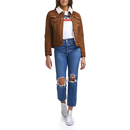 Levi's Women's Classic Sherpa Lined Trucker Jacket (Standard & Plus Sizes), Cognac Faux Shearling, Small #TOP3