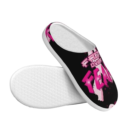 Breast Cancer Awareness Adult Cotton Slippers Home House Indoor Shoes3