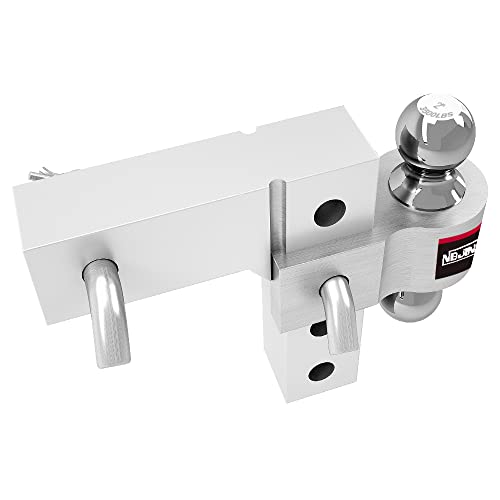 Adjustable Trailer Hitches Ball Mount 6" Drop Hitch With 2"3500Lbs &2-5/16"5000Lbs Towing Hitch Ball W/Forged Aluminum Shank With Double Pin (Silver) #TOP6