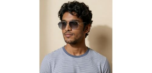 Image of Vincent Chase By Lenskart | Gunmetal Grey Gradient Full Rim Hexagonal | Branded and Stylish Sunglasses | Polarized and 100% UV Protected | Men & Women | Large | VC S19009