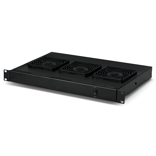 Image of Platinum Enclosures, 1U 19'' Rack Mounted Fan Shelf with 3 Fans, Fan Tray with Adjustable Rail for Different Depth, for Cooling 19inch AV, Home Theater, Network Data Racks