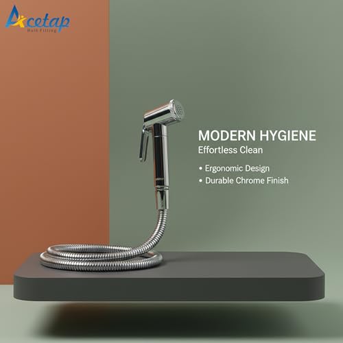 Image of Acetap Health Faucet, ABS Health Faucet Set for Bathroom /Jet Spray Pipe for Toilet Shower Faucet with Flexible S.S - 304 Grade 1 Meter Shower Hose and Wall Hook, Chrome Finish