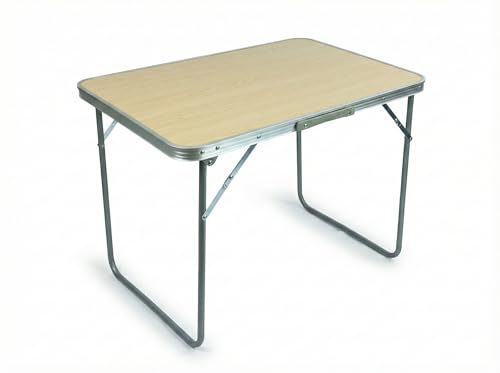 HERSIG   Mesas Auxiliares Plegables Aluminio   Mesa Plegable Madera 80x60x70 cm   Mesa Jardin Exterior   Mesas Plegables Portatiles Resistentes   Ideal para Camping, Picnic, Trabajo, Fácil de Guardar