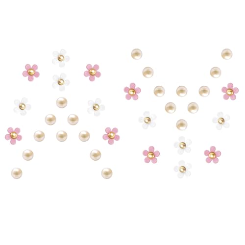 Crocs Bijouterie Anstecker Blumen Schuh Charms mit Knöpfen PVC-Perlenblumen-Schuhdekorationsanhänger für Frauen - 36 Stücke