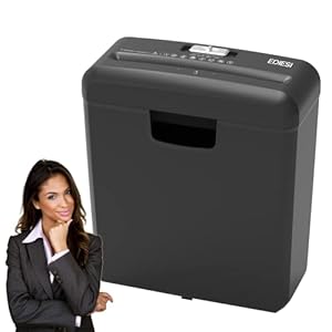 Ediesi, Papiervernietiger, papiervernietiger, tot 6 vellen voor visitekaartjes, cd’s, dvd’s en nietjes, draagbaar, met vuilnisbak van 10 liter voor thuis en op kantoor