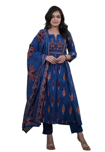 Image of Nermosa Women Printed Kurta and pant set with Dupatta