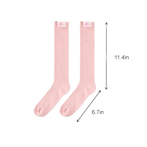 Girls Knee High Socks Tube Socks Cute Cotton Blend for Kids Everyday Wear for School 6-15 Years4