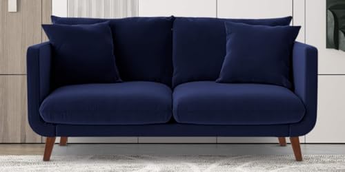 Image of Rejol Velvet 2-Seater Sofa Luxurious Comfort for Living Rooms and Offices (Navy Blue, 2 Seater)