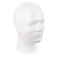 MapofBeauty Mannequin Head Styrofoam Male Wig Display Model Mask Hat Foam Stand Halloween Makeup Wig Head (White)