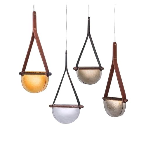 Lampe suspendue en verre fait main cuir post-moderne pour salle restaurant